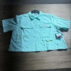 Columbia PFG Women's Short Sleeve Open Water Half Shirt Teal Size XL NWT